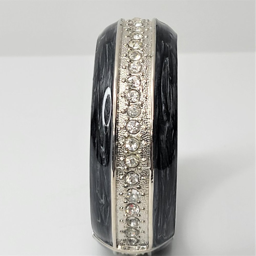 Grey Enamel Wide Hinged Cuff Bangle Bracelet - image 6